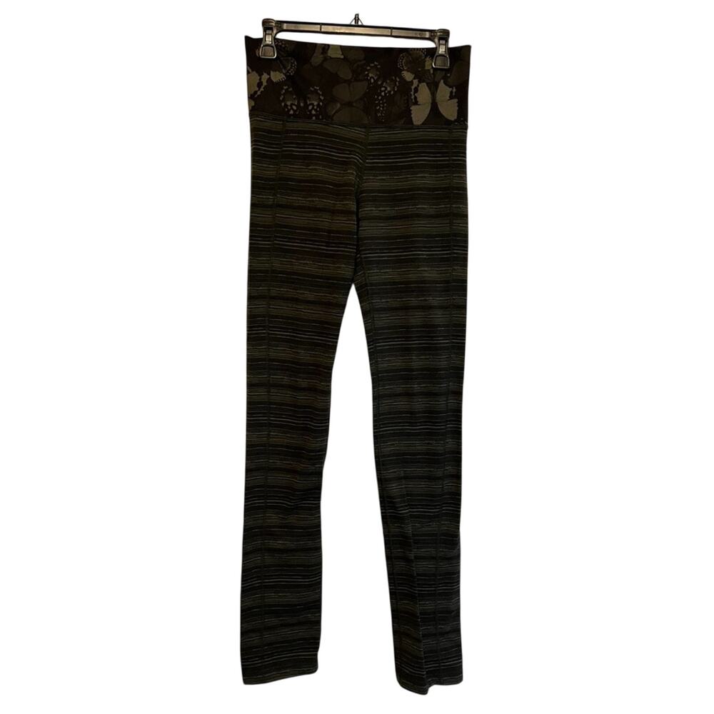 Lululemon Skinny Groove Pant II Size 6 Roll Down Green Black